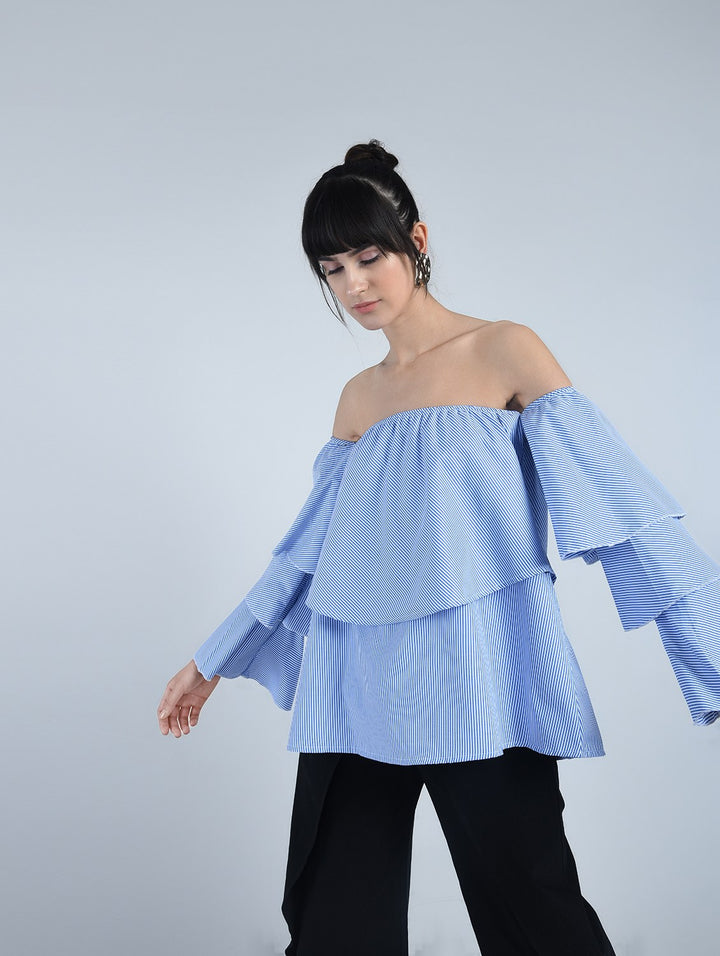 Blue Stripes Layered Top