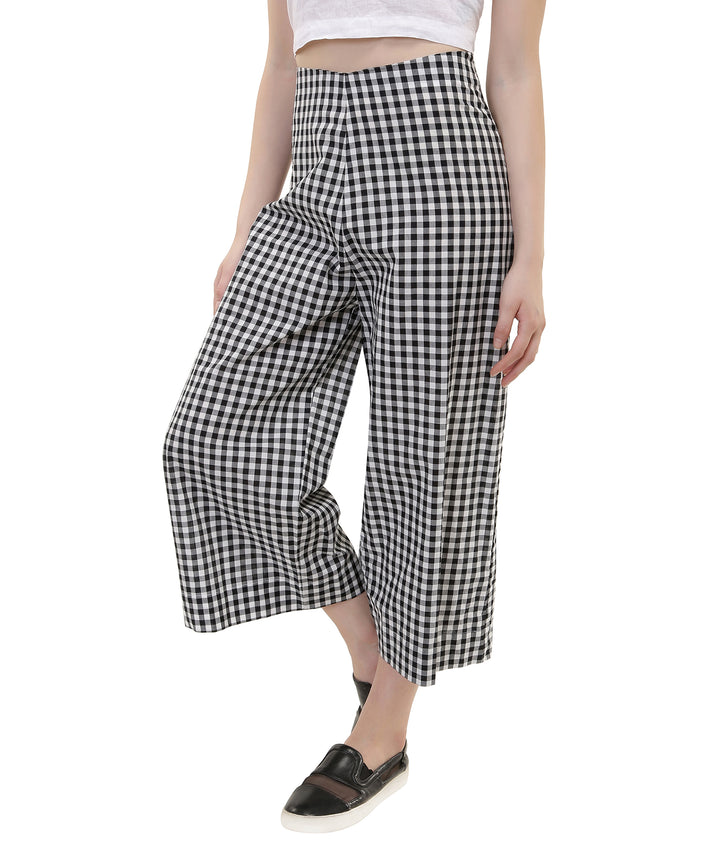Cotton Checks Culottes Pants