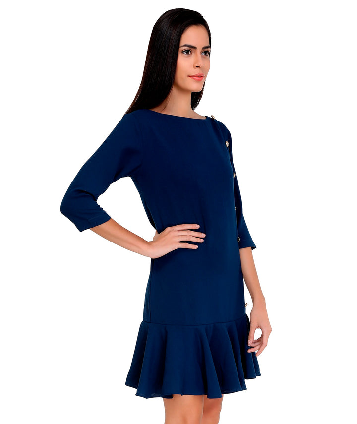 Midnight Blue Frilled Dress