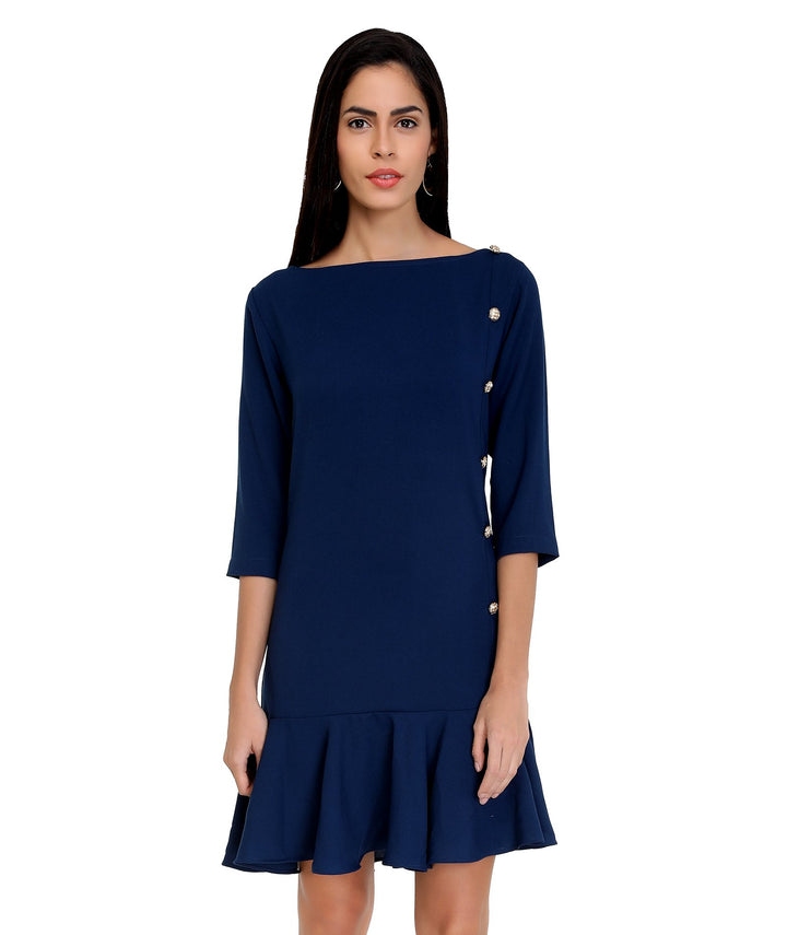 Midnight Blue Frilled Dress