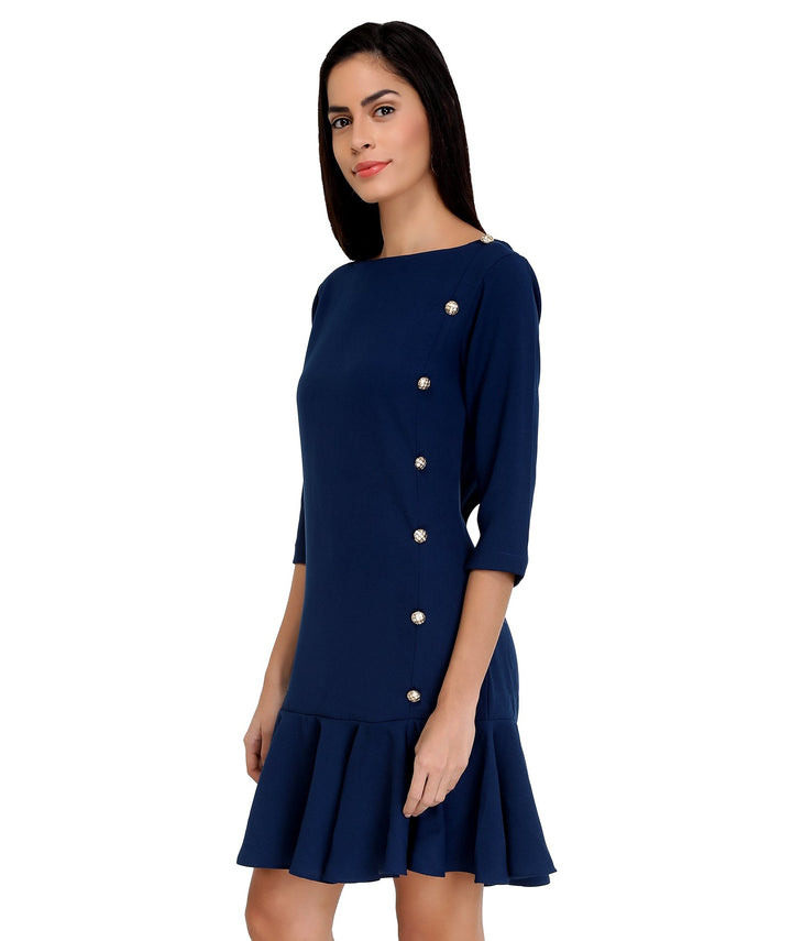 Midnight Blue Frilled Dress