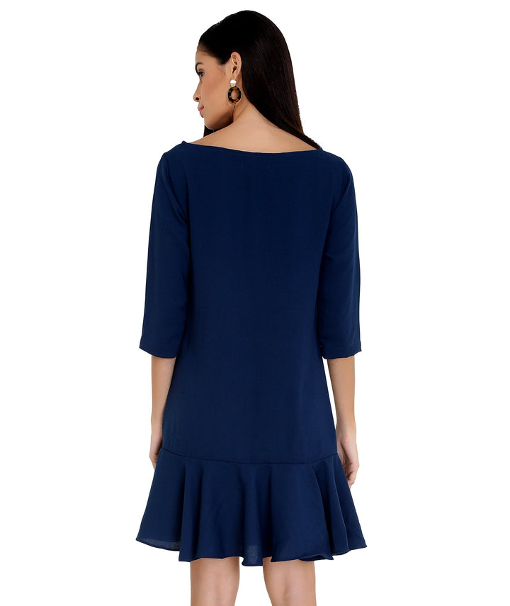 Midnight Blue Frilled Dress