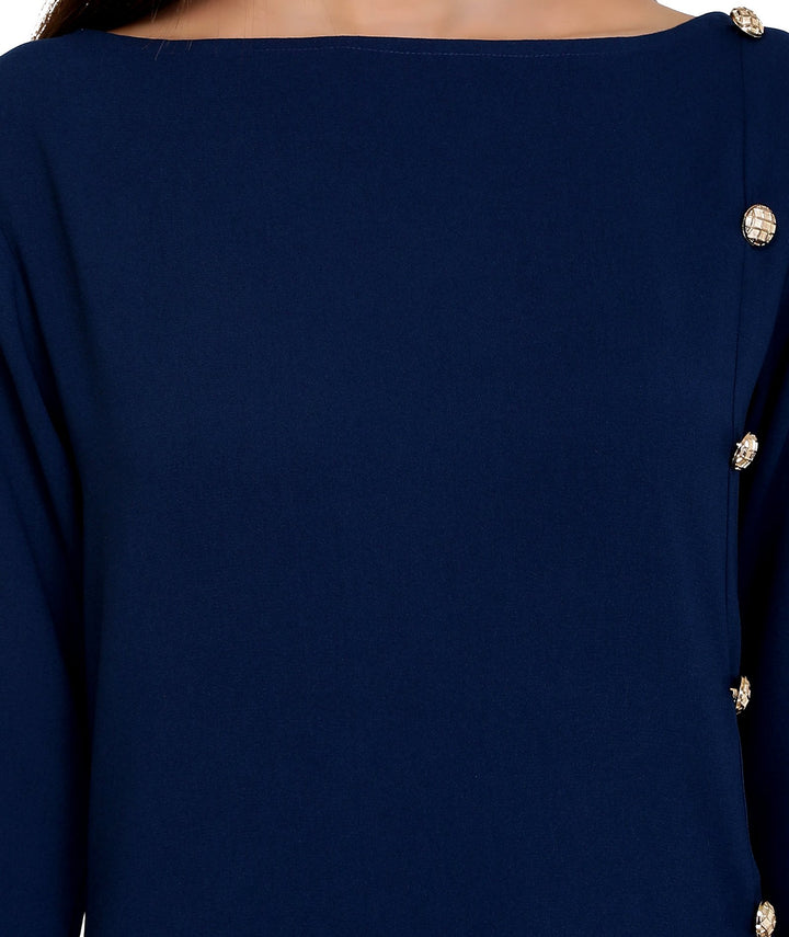 Midnight Blue Frilled Dress