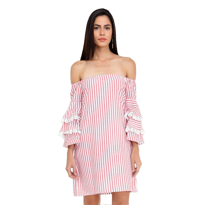 Candy Bardot Dress with Statement Sleeves