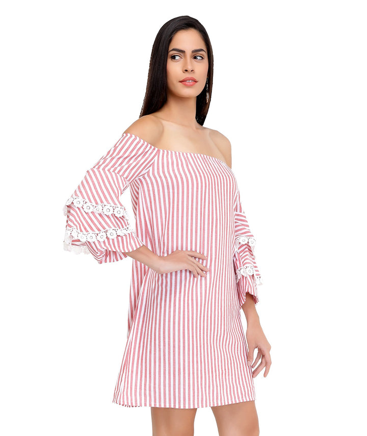 Candy Bardot Dress with Statement Sleeves