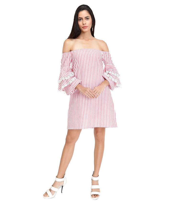 Candy Bardot Dress with Statement Sleeves