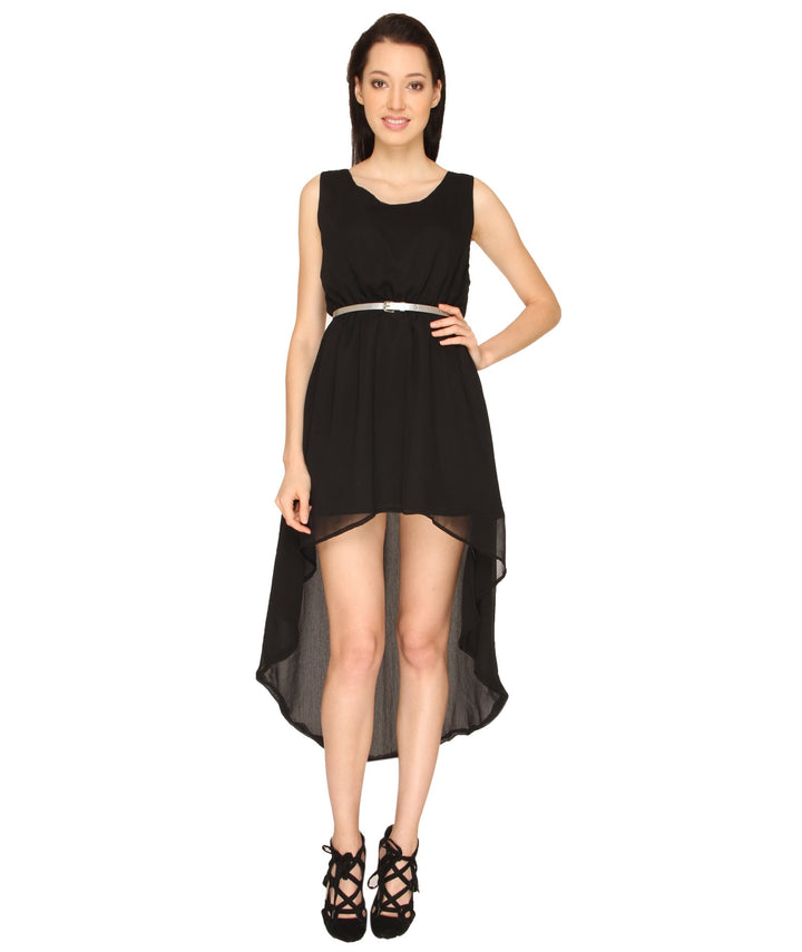 Black Asymmetric Georgette Dress