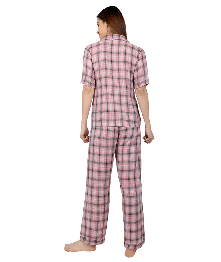 Pink & Grey Cotton Nightsuit Set