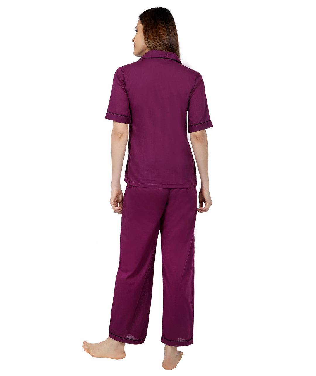 Deep Wine Cotton Nightsuit Set