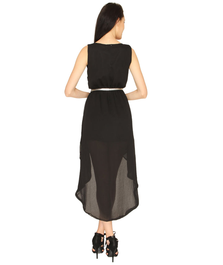 Black Asymmetric Georgette Dress