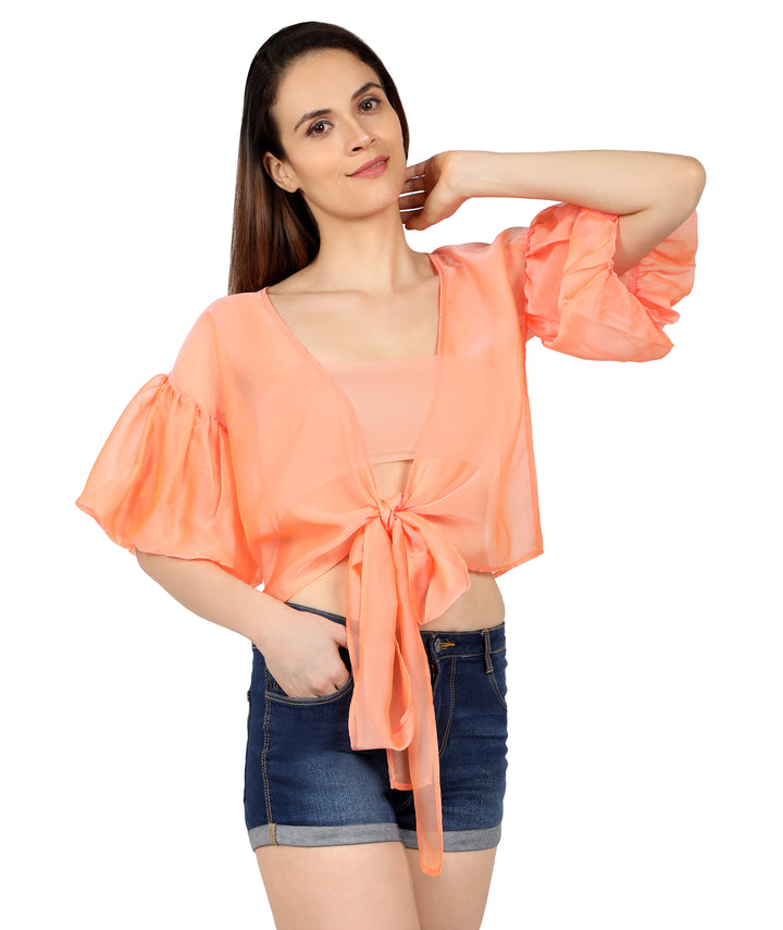 Neon Organza Wrap Top