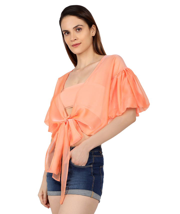 Neon Organza Wrap Top