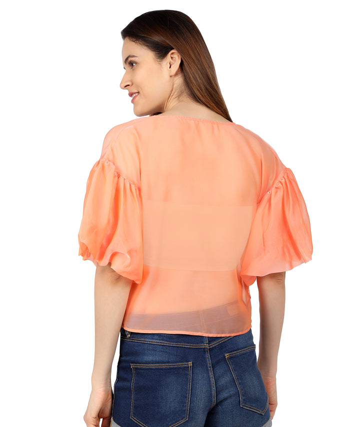Neon Organza Wrap Top