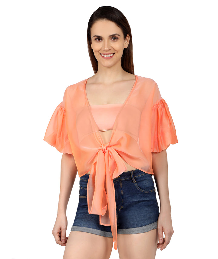 Neon Organza Wrap Top