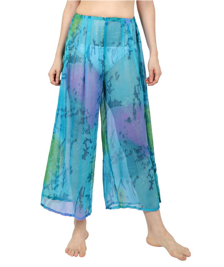 Sea Blue Printed Beach Pants