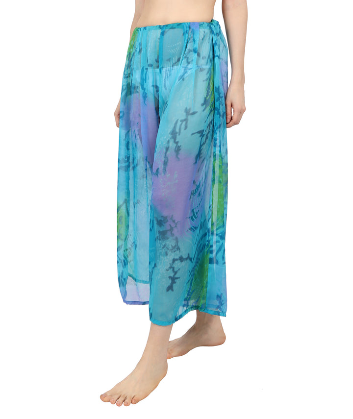 Sea Blue Printed Beach Pants