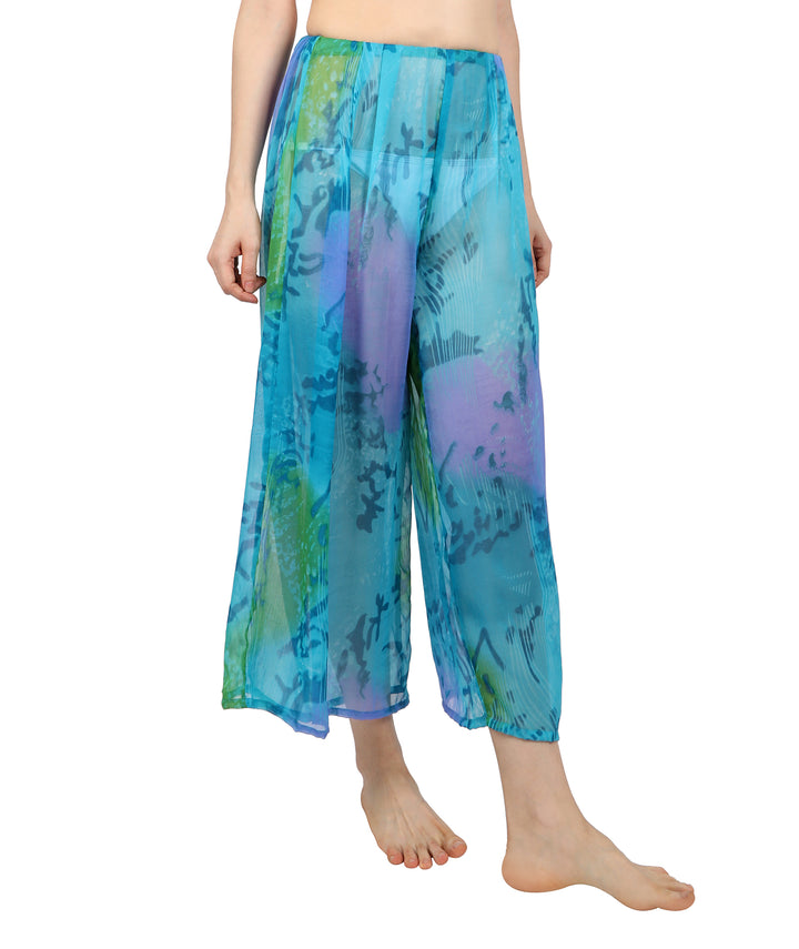 Sea Blue Printed Beach Pants
