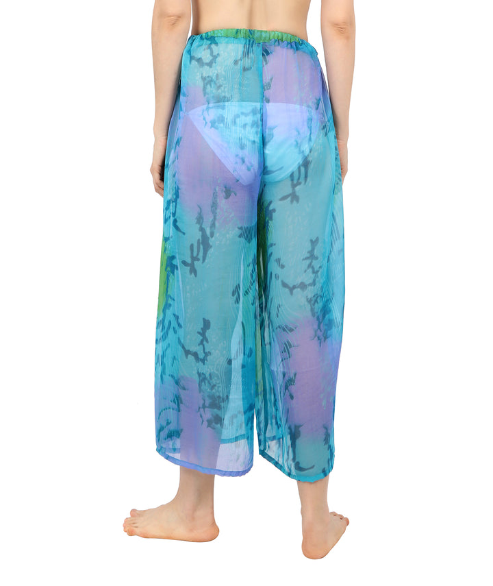 Sea Blue Printed Beach Pants
