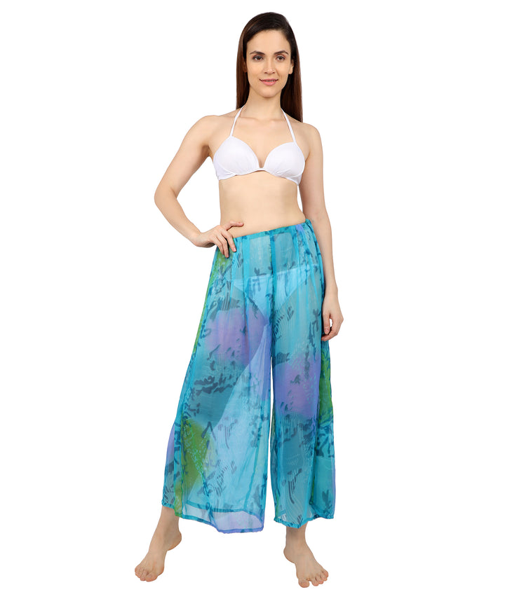 Sea Blue Printed Beach Pants