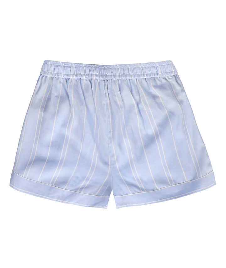 Blue Cotton Striped Shorts