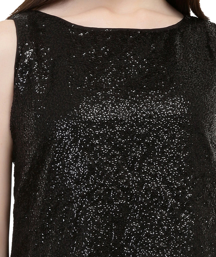 Black Sequins Peplum Top