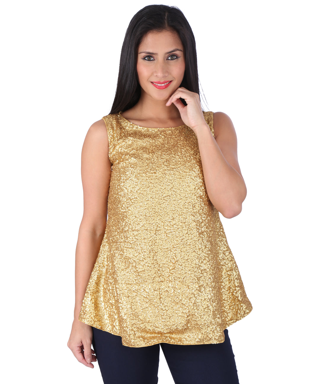 Golden Sequins Peplum Top