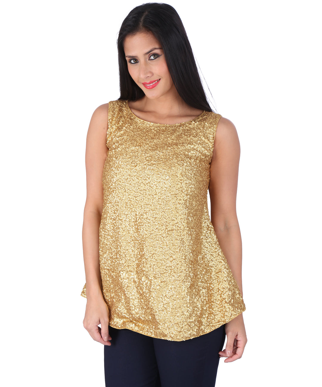 Golden Sequins Peplum Top