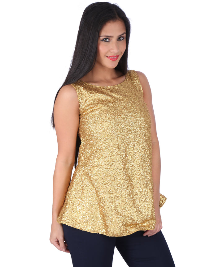 Golden Sequins Peplum Top
