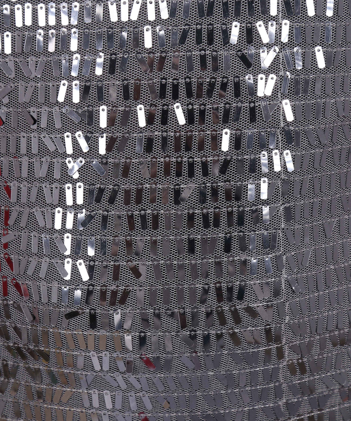 Sleeveless Sequins Silver Shiny Dress