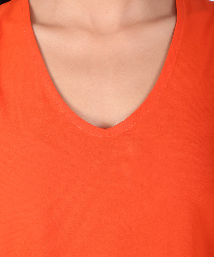 Orange Sleeveless Sheer Top