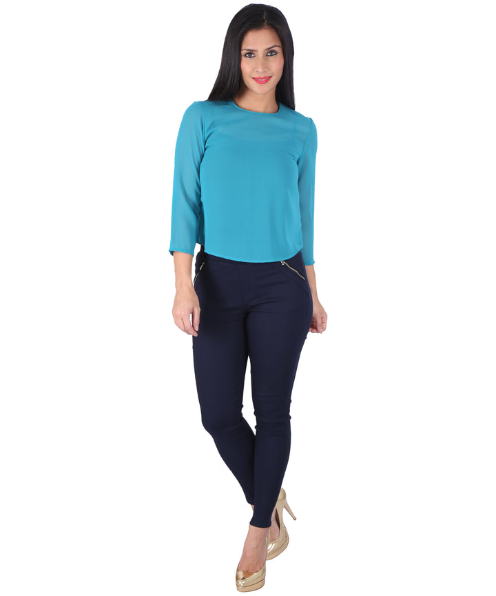 Sea Blue Sheer Crop Top