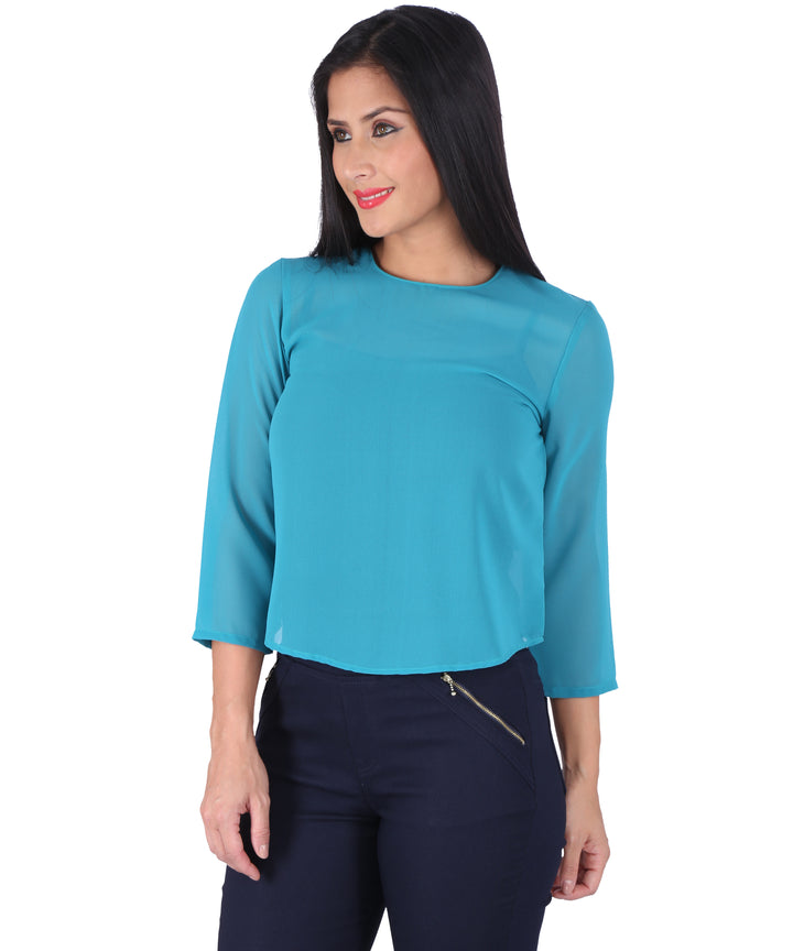 Sea Blue Sheer Crop Top