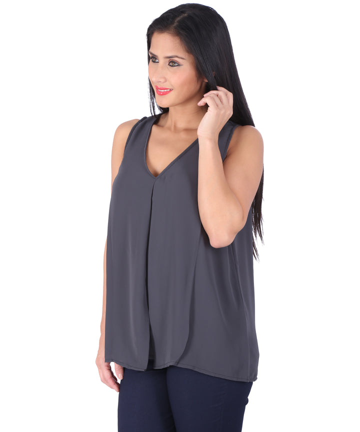 Grey Sheer Flap Top
