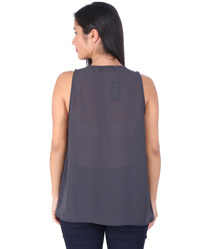 Grey Sheer Flap Top