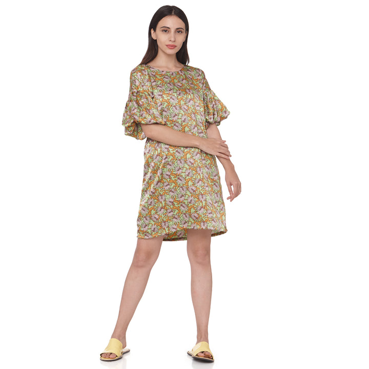 Forest Printed Satin Dress