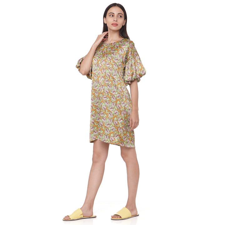 Forest Printed Satin Dress