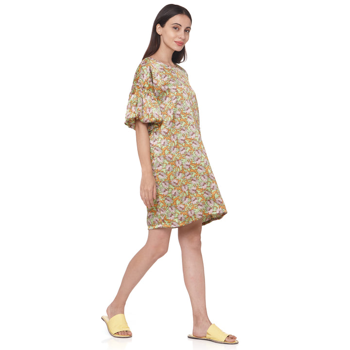Forest Printed Satin Dress