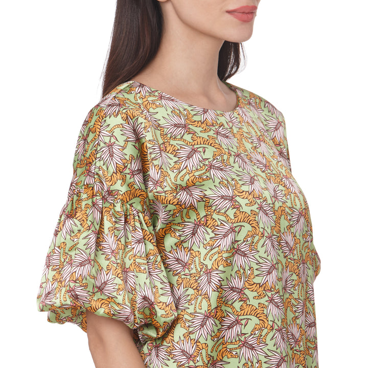 Forest Printed Satin Dress