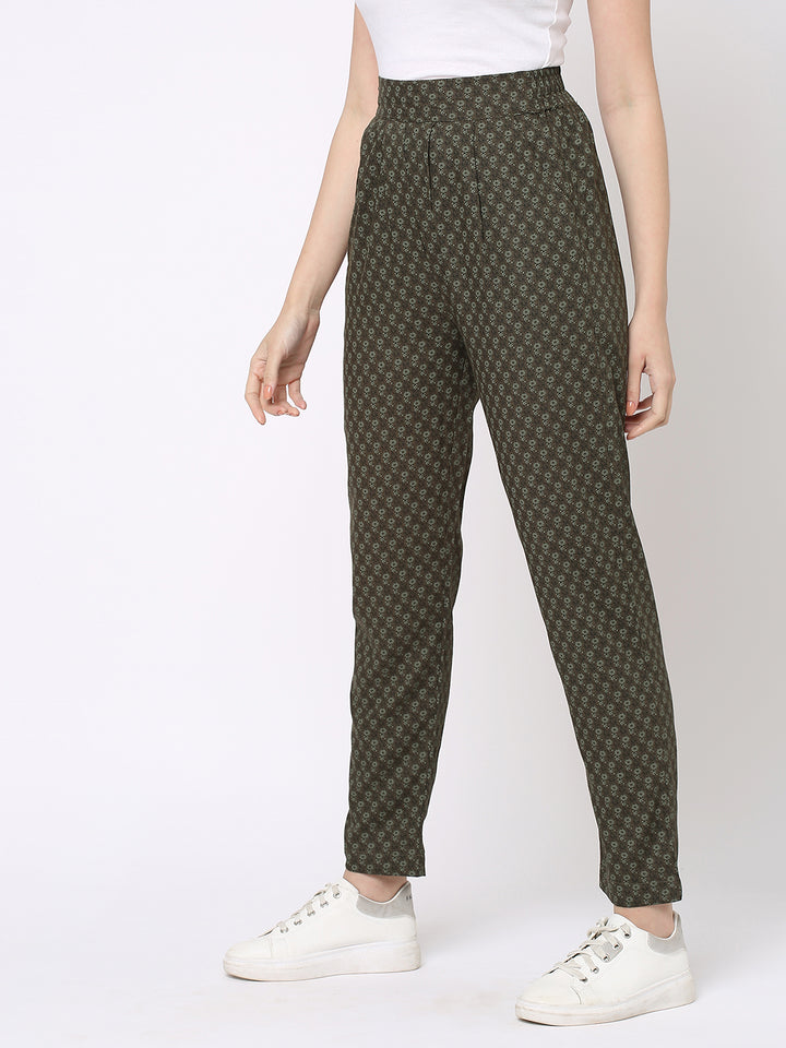 Olive Printed Cool Pants