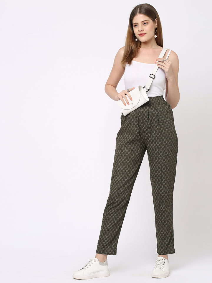 Olive Printed Cool Pants