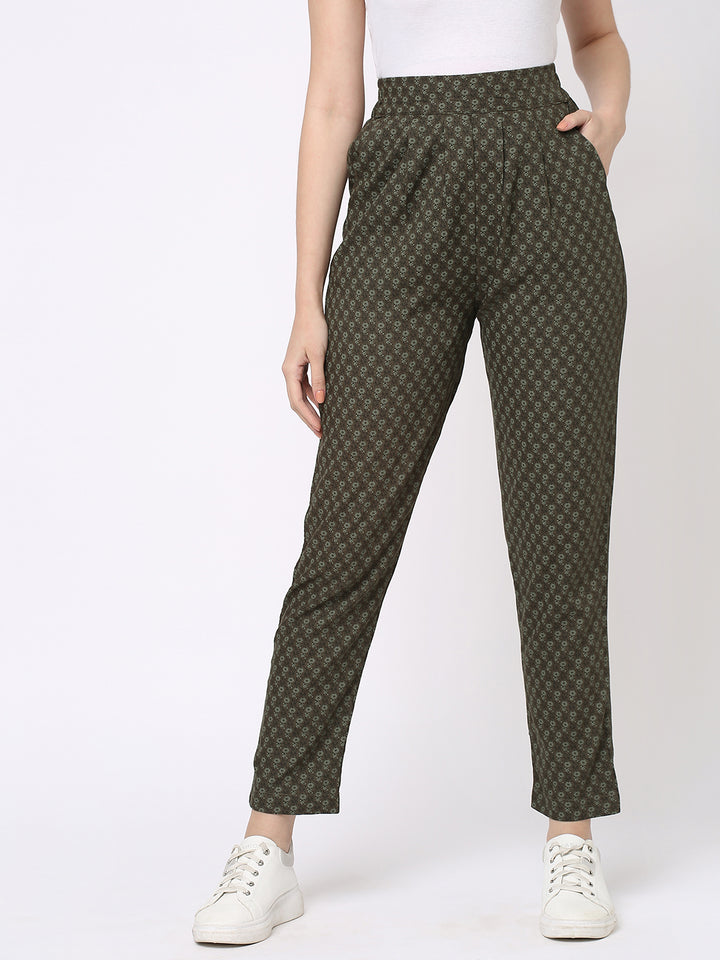 Olive Printed Cool Pants