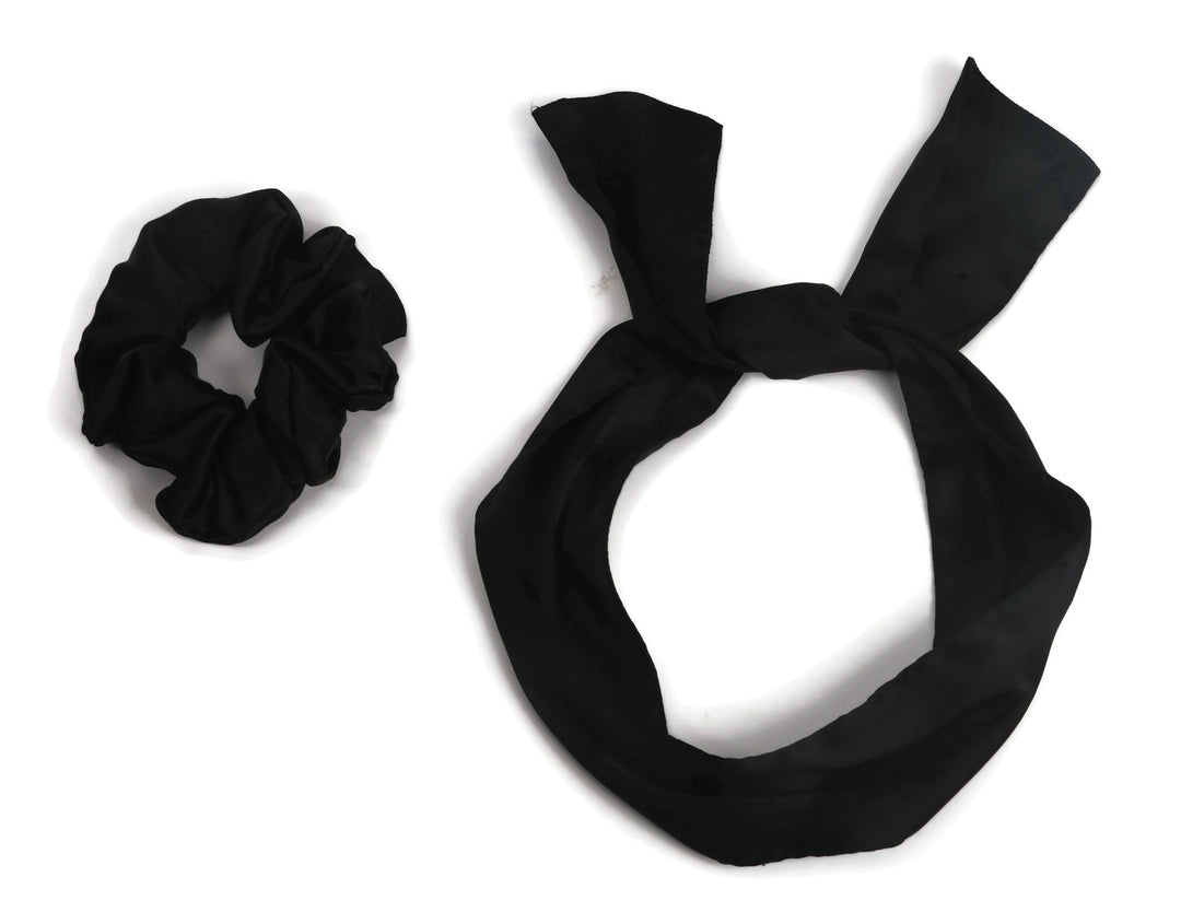 Black velvet scrunchy cum bandana