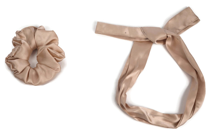 Champagne satin scrunchies cum bandana