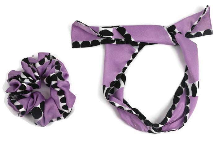 Purple satin scrunchy cum bandana