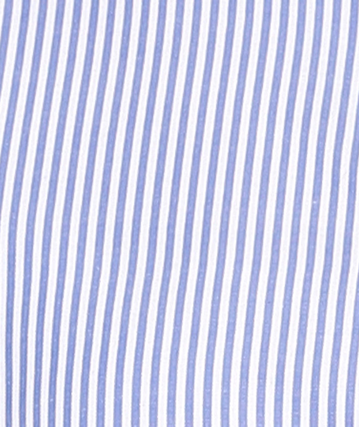 Blue button-down shirt.