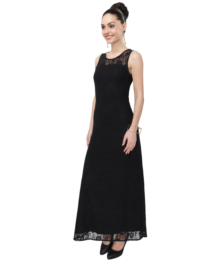 Long Black Lace Maxi Dress