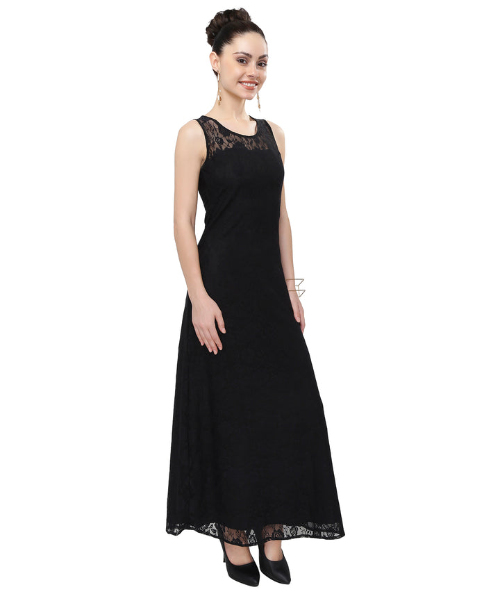 Long Black Lace Maxi Dress