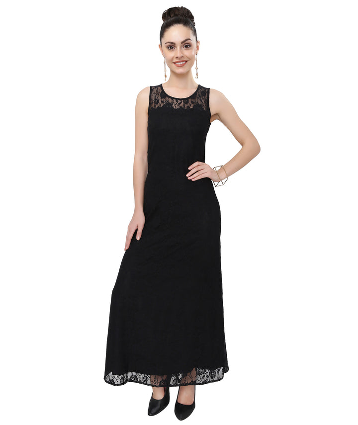 Long Black Lace Maxi Dress