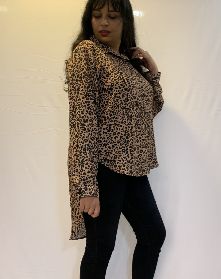 Animal Print High-Low Shirt