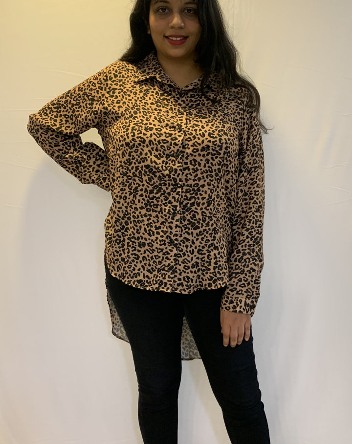 Animal Print High-Low Shirt